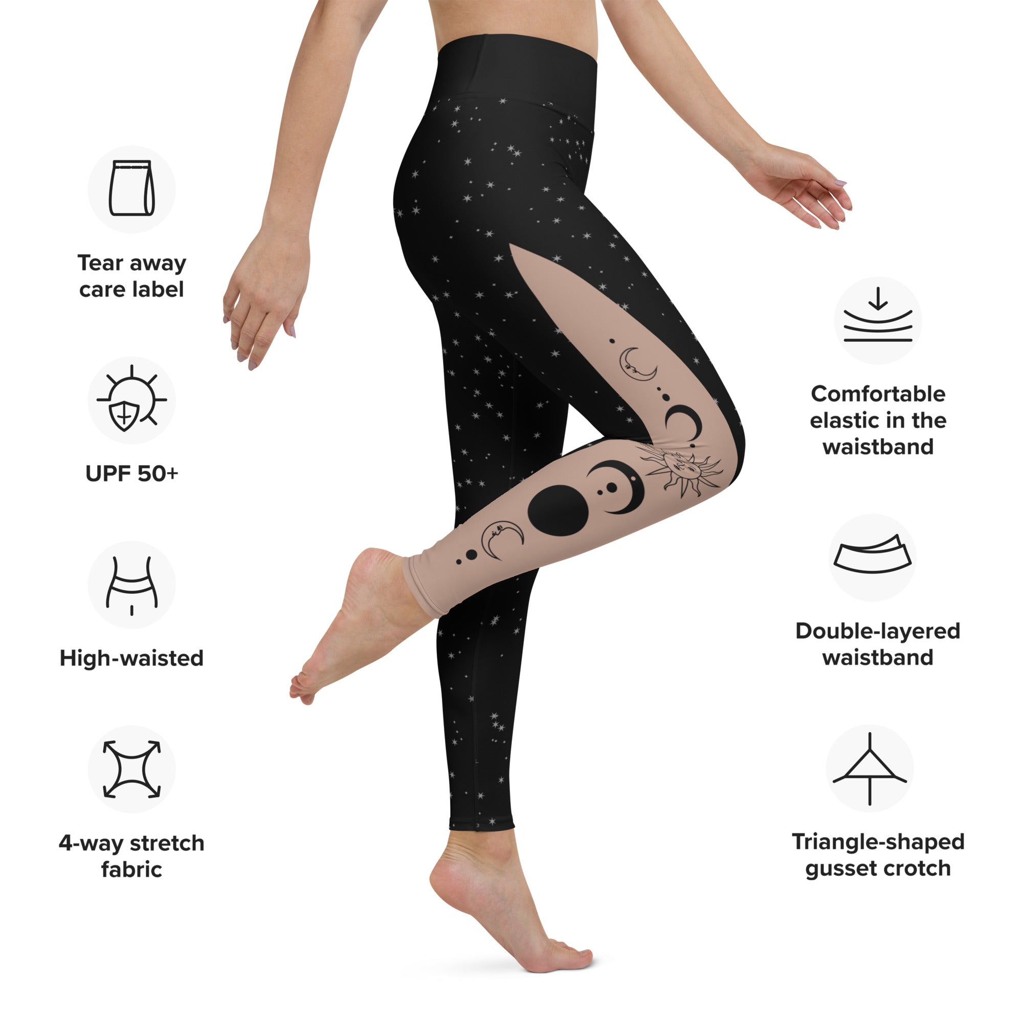 SHE REBEL - Crescent Moon & Sun Yoga Leggings